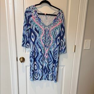 Lilly Pulitzer Blue and Pink Patterned Dress